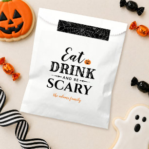 Modern White Eat Drink and Be Scary Halloween Favour Bags