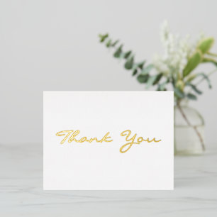 Modern White Elegant Faux Gold Script Thank You Foil Invitation Postcard