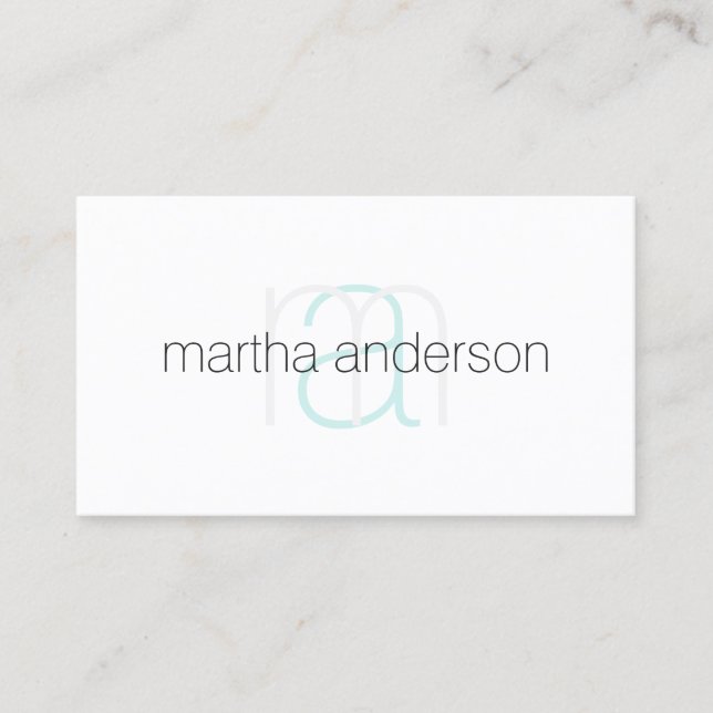 Modern white elegant monogram aesthetician salon business card (Front)