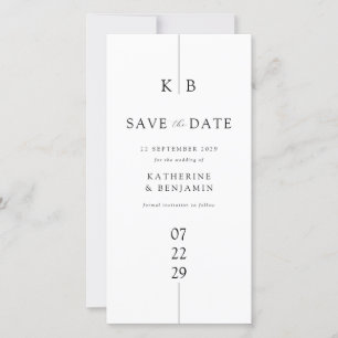 Modern White Elegant Monogram Wedding Save The Date