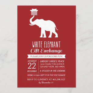 Modern White Elephant Gift Exchange Invitation