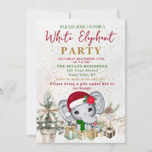 Modern White Elephant Gift Exchange Party Invitation