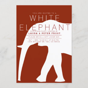 Modern White Elephant Holiday Party Invite