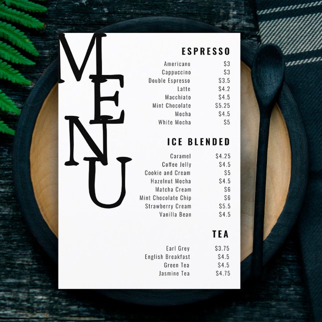 Modern White Eternity Bar Menu Petite Paper Co. (Creator Uploaded)