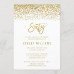 Modern White Faux Gold Glitter 60th Birthday Invitation<br><div class="desc">Glamourous white and faux gold glitter 60th birthday party invitations. Designs are flat printed illustrations/graphics - NOT ACTUAL GOLD GLITTER.</div>