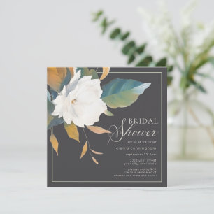 Modern White Floral Bridal Shower Invitation