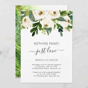 Modern White Floral Elegant Wedding Reception Invitation