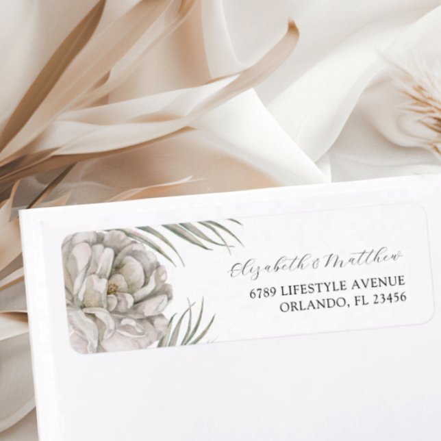Modern White Floral Return Address Label (Creator Uploaded)