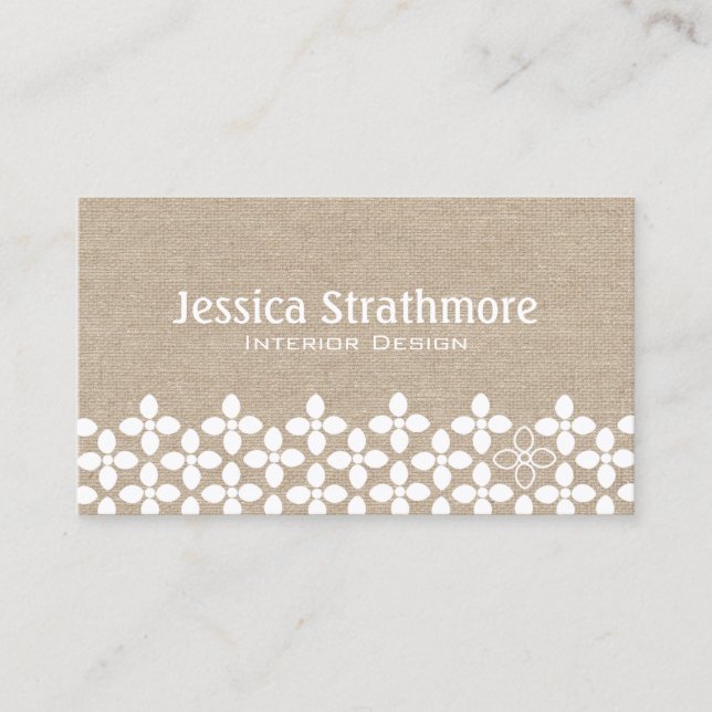 Modern White Flower Business Card (Front)