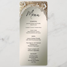 Modern White Flowers Pearls Menu