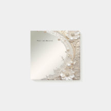 Modern White Flowers Pearls Post it Notes