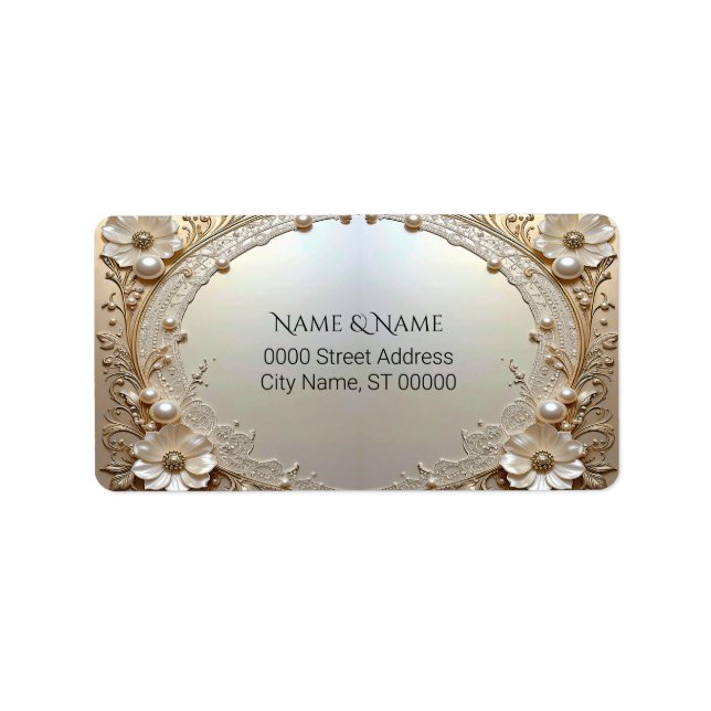 Modern White Flowers Pearls Return Address Label (Front)