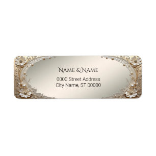 Modern White Flowers Pearls Return Address Label