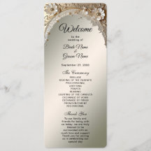 Modern White Flowers Pearls Wedding Program