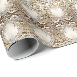 Modern White Flowers Pearls Wrapping Paper