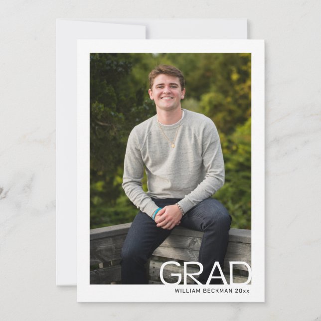 Modern White Frame Photo Graduation Party Invitation (Front)