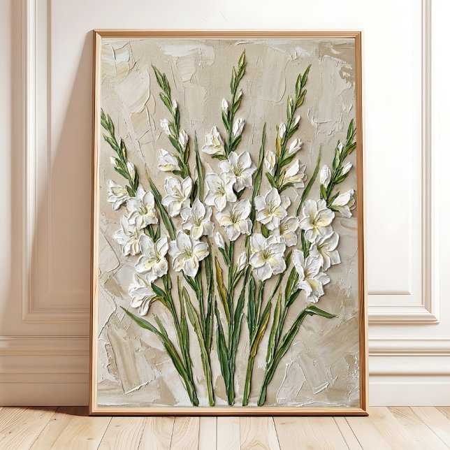 Modern White Gladiolus Wall Art Canvas Print (Creator Uploaded)