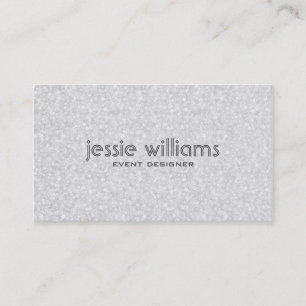 Modern White Glitter And Sparkles Business Card