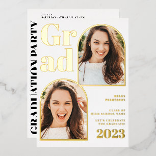 Modern white gold arch 3 photos graduation