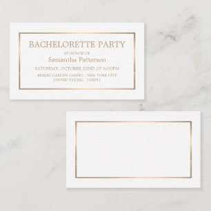 Modern White & Gold Bachelorette Party Ticket