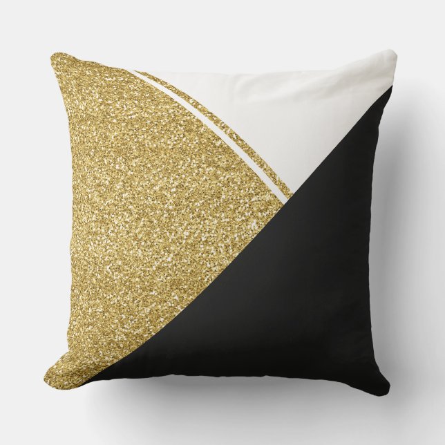 Modern White Gold Black triangle Cushion (Front)