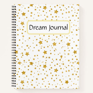 Modern White & Gold Celestial Stars Dream Journal