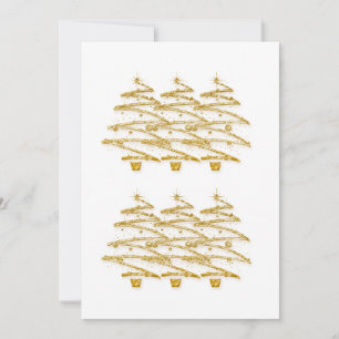 Modern white gold Christmas trees invitations
