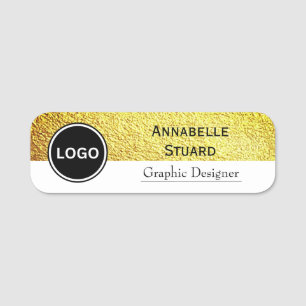 Modern White Gold Corporate Employee Name Tag