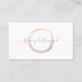 Modern White Gold Faux Glitter Circle Logo Business Card