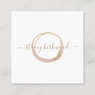 Modern White Gold Faux Glitter Circle Logo Square Business Card