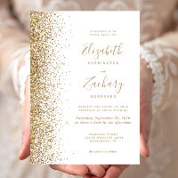 Modern White Gold Faux Glitter Edge Wedding