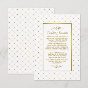 Modern White & Gold Foil Effect Wedding Details Enclosure Card