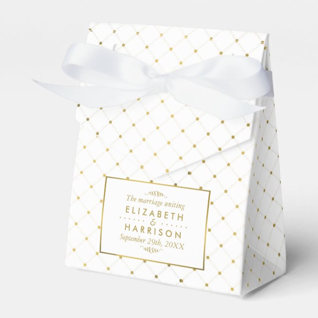 Modern White & Gold Foil Effect Wedding Favour Box (Front Side)