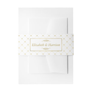 Modern White & Gold Foil Effect Wedding Invitation Belly Band