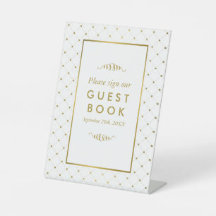 Modern White & Gold Foil Effect Wedding Pedestal Sign