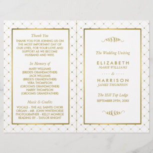 Modern White & Gold Foil Effect Wedding Program