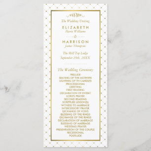 Modern White & Gold Foil Effect Wedding Program Programme
