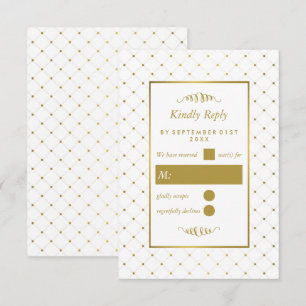 Modern White & Gold Foil Effect Wedding RSVP Card