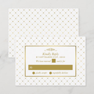 Modern White & Gold Foil Effect Wedding RSVP Card