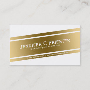 Modern White & Gold Geometric Design Business Card
