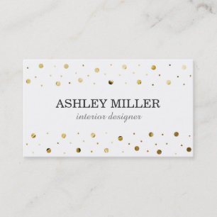 Modern White & Gold Leaf Polka Dot Business Card