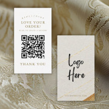 Modern White Gold Logo QR Code Leave a Review