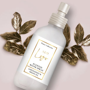 Modern White & Gold Logo Room Spray Bottle Label