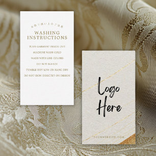 Modern White Gold Logo Washing Instructions Business Card