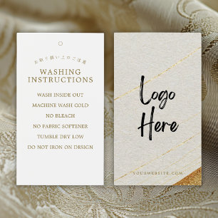 Modern White Gold Logo Washing Instructions Tag