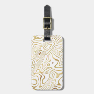 Modern White Gold Marble Abstract Luggage Tag