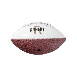 Modern white gold monogram name football american football