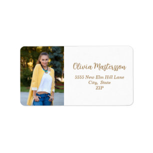 Modern White Gold Photo  Label