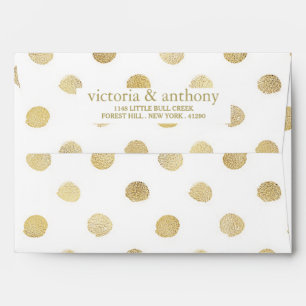 Modern White & Gold Polka Dots Wedding Envelopes