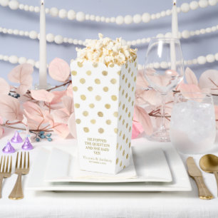 Modern White & Gold Polka Dots Wedding Favour Box